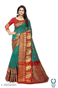 COTTON BASED JACQUARD SAREES - Saree Length Size-5.5m Blouse Length Size-0.8, Cotton Silk, Zari woves, pack of :1